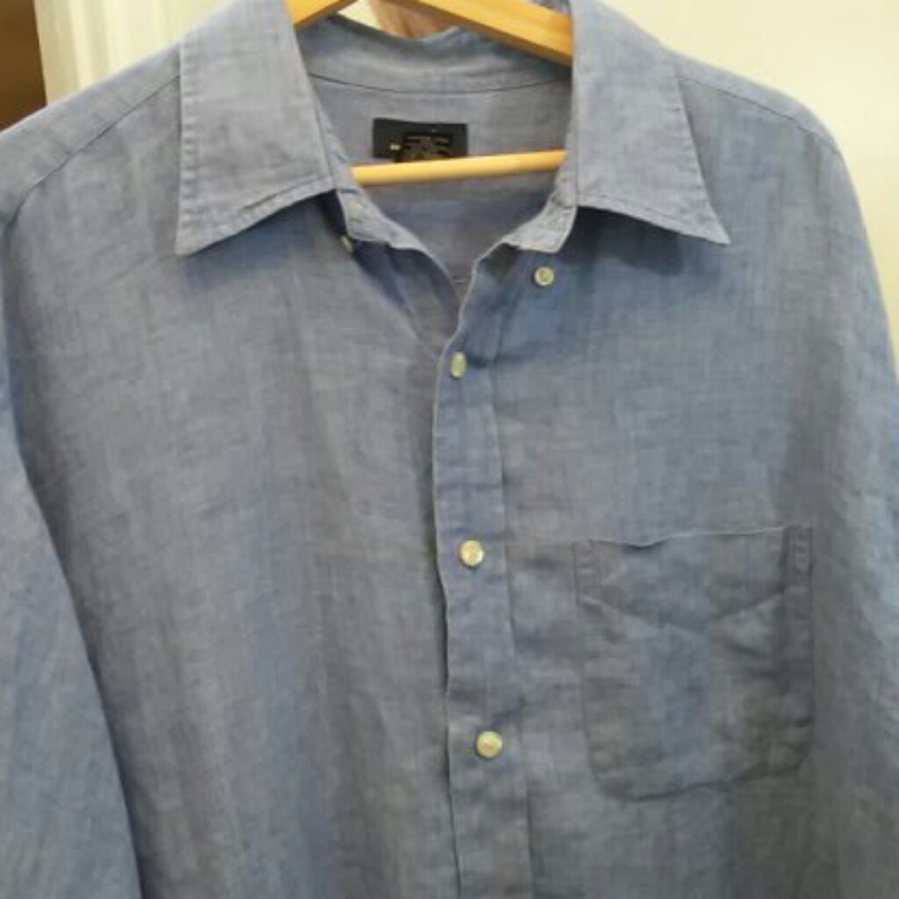 Brooks Brothers 346 XL Blue Long Sleeve Linen Shirt